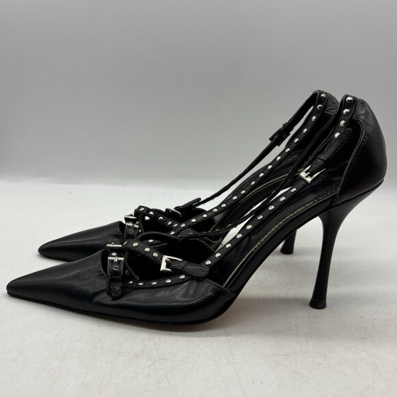 Steve Madden Studded Pumps Pointed Toe Black Leather US Size 7 M Y2K - Picture 4 of 15